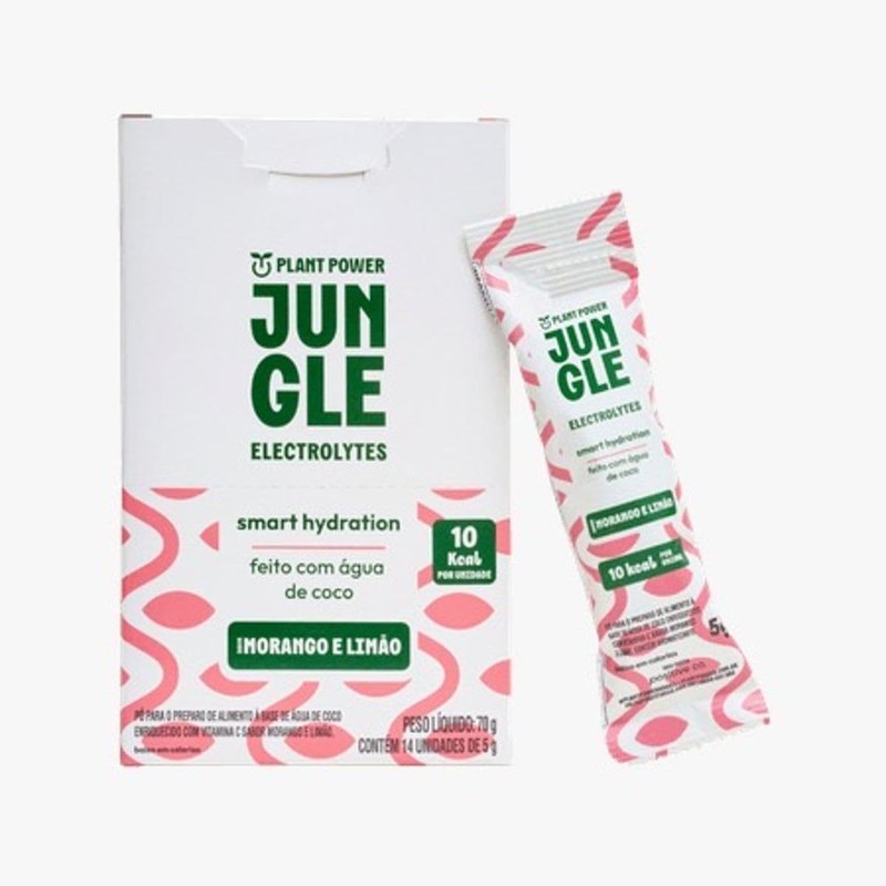 Suplemento em pó Morango e Limão Jungle Electrolytes 5g Display 14 Sachês