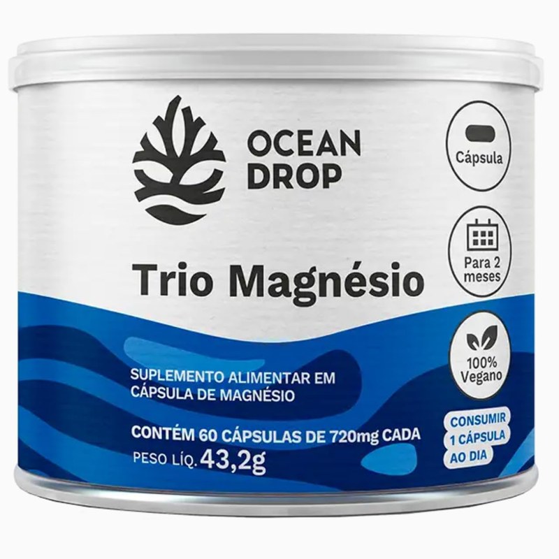 Trio Magnésio 60 cápsulas 720 mg Ocean Drop