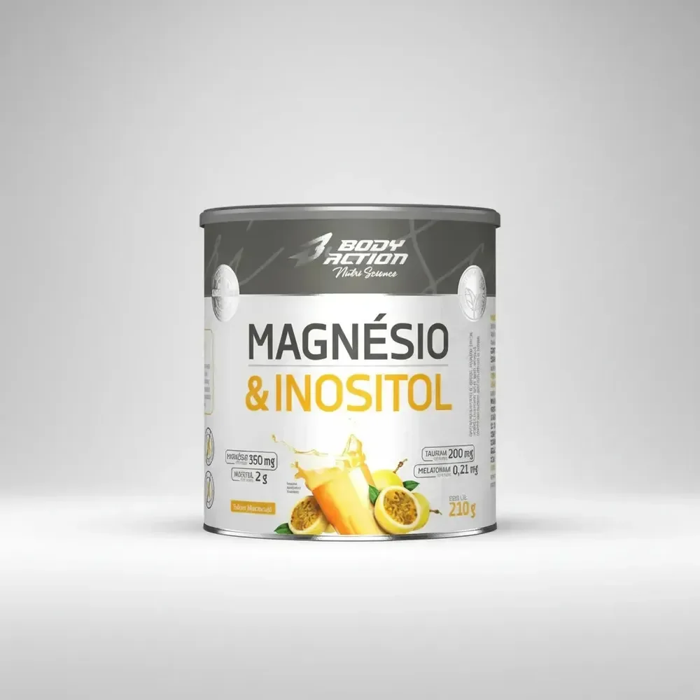 Magnésio E Inositol Taurina Melatonina 210g Bodyaction Sabor Maracujá