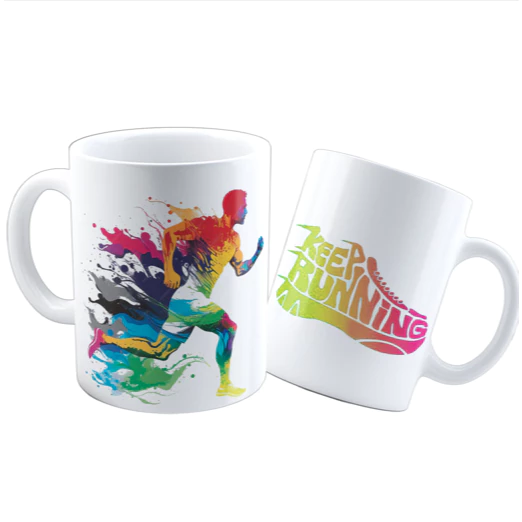 Caneca Xicara Corredor Corrida Runner Caminhada Maratona Atleta Porcelana Alta Durabilidade