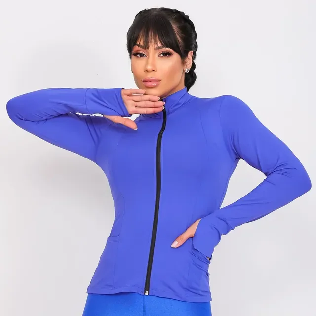 Blusa Térmica Feminina Uv 50+ Com Zíper Frontal E Dedeira -1