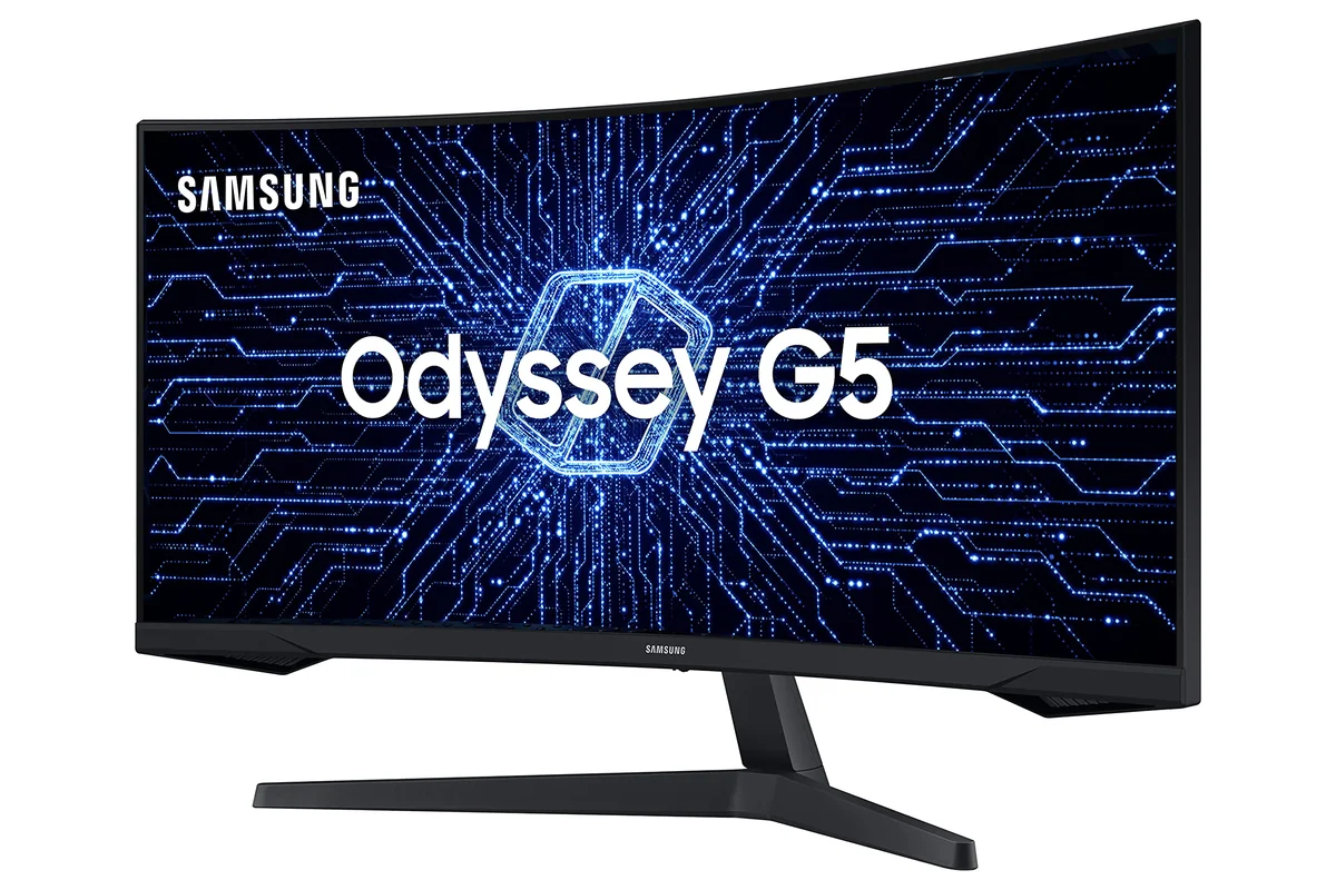 Monitor Gamer Curvo Samsung Odyssey 34’’, Ultra WQHD, 165Hz, 1ms, tela ultrawide, HDMI, Display Port, Freesync Premium, preto, série G5