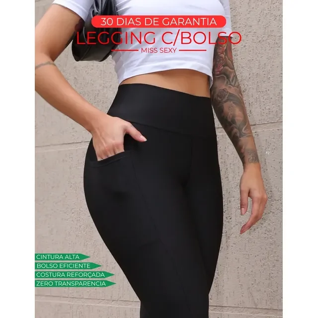 Legging Com Bolso Para Academia E Corrida Zero Transparência