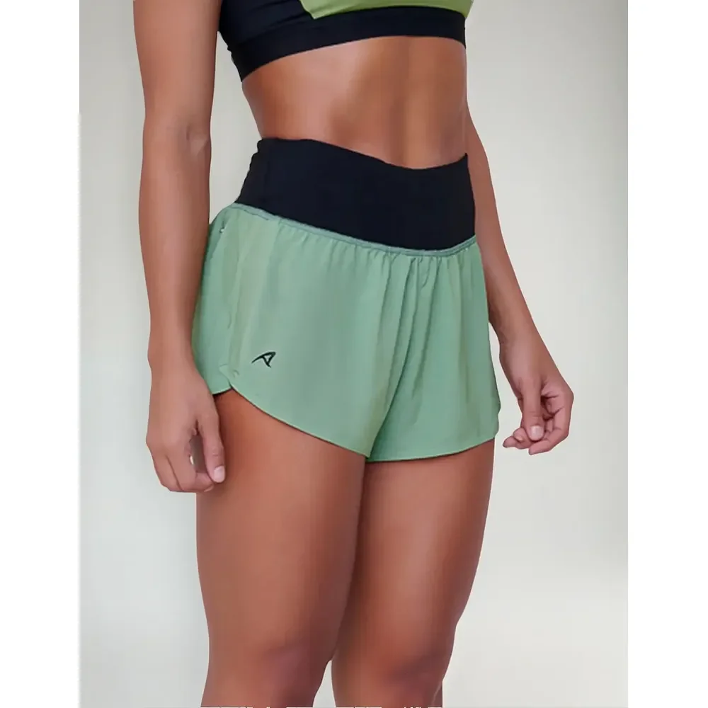 Short Corrida Fitness Sprint Ginga Ultraleve Verde - Authen Verde Folha Lisa G