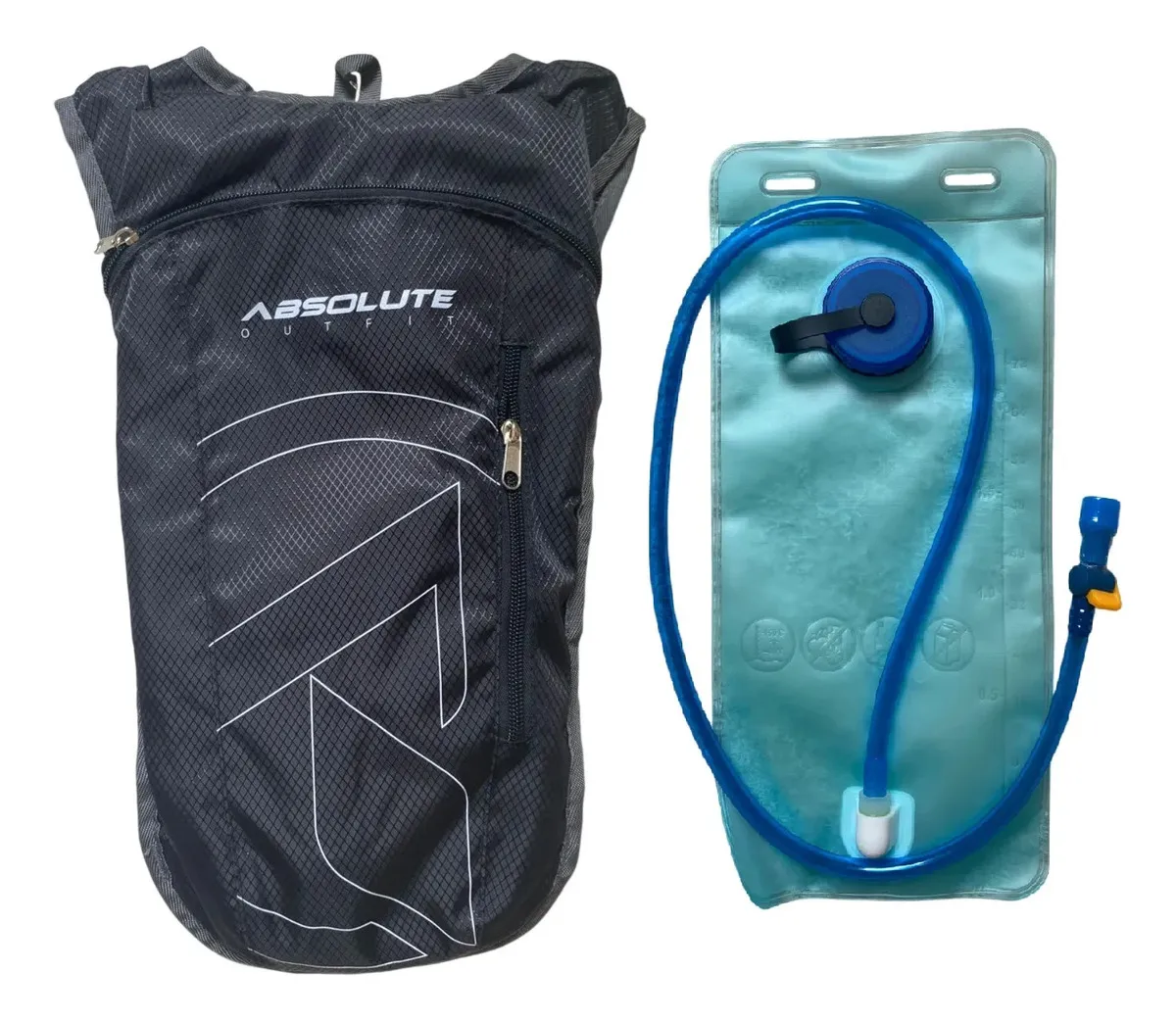 Mochila Hidratação Absolute Nero 2l Mangueira Bike Camelback Preto Liso