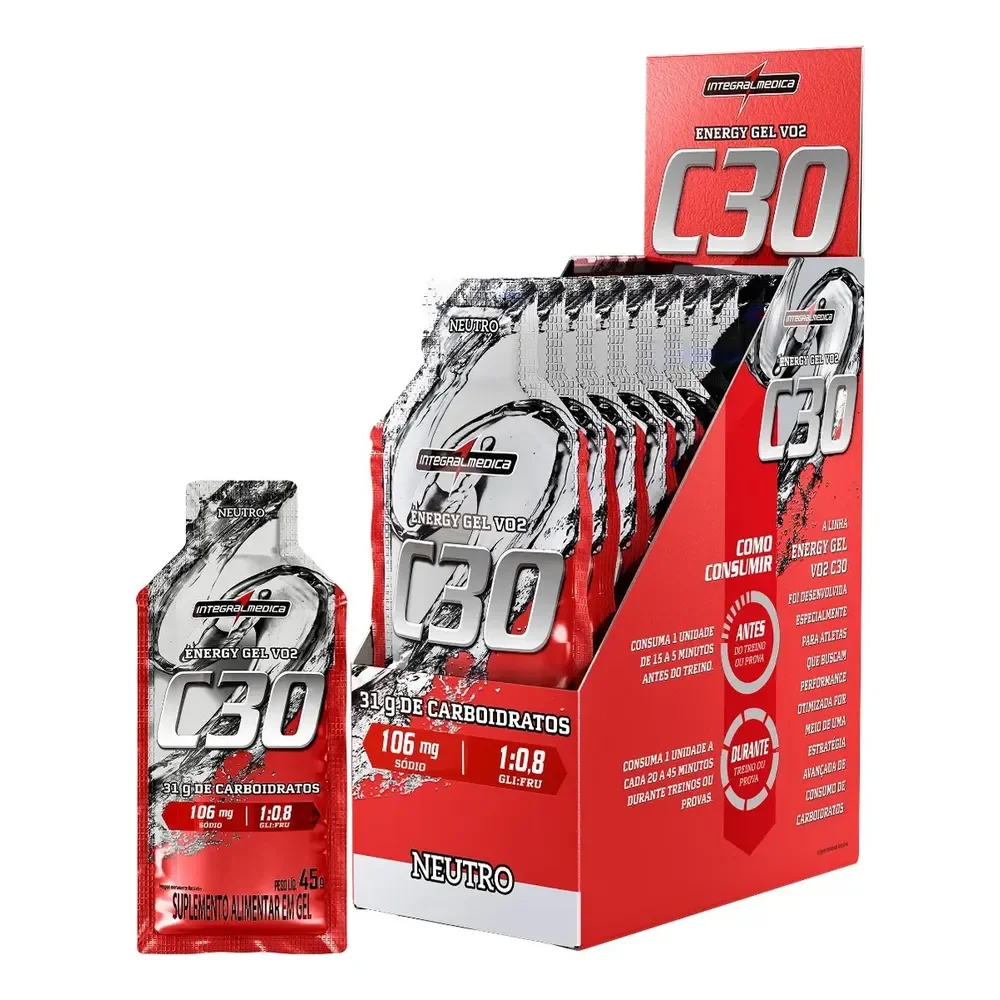 Pack 10 Unidades Suplemento Energy Gel Vo2 C30 Energy Neutro Integralmédica