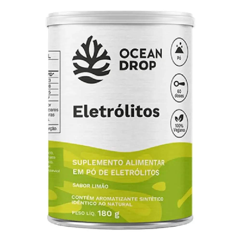 Eletrólitos Ocean Drop Sódio Potássio Fósforo Magnésio Eletrolitos 180g Sabor Limão