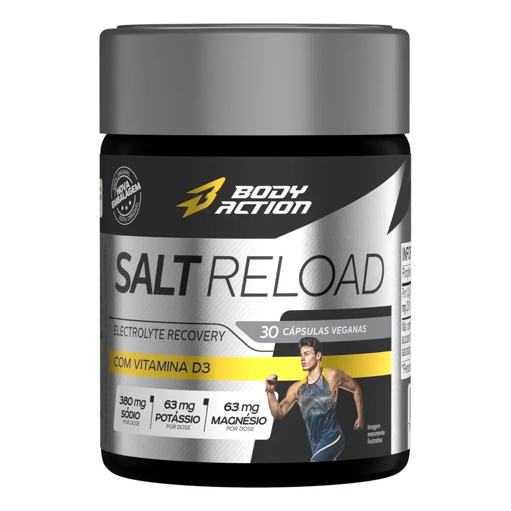 Salt Reload 30 Cápsulas Sal Premium Hidratação - Bodyaction Sabor Sem Sabor