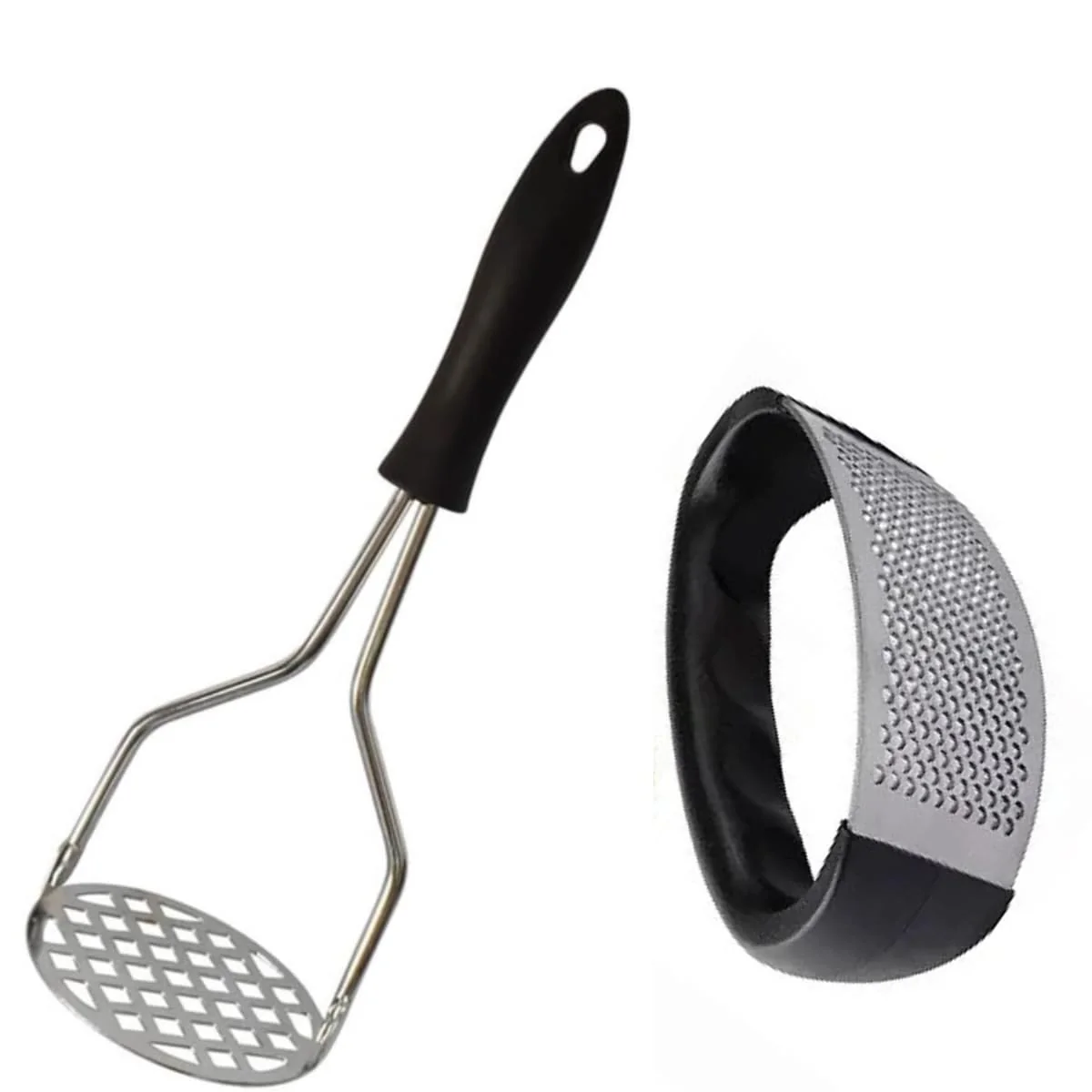 Kit Amassador de Batata + Espremedor de Alho Profissional em Aço Inox