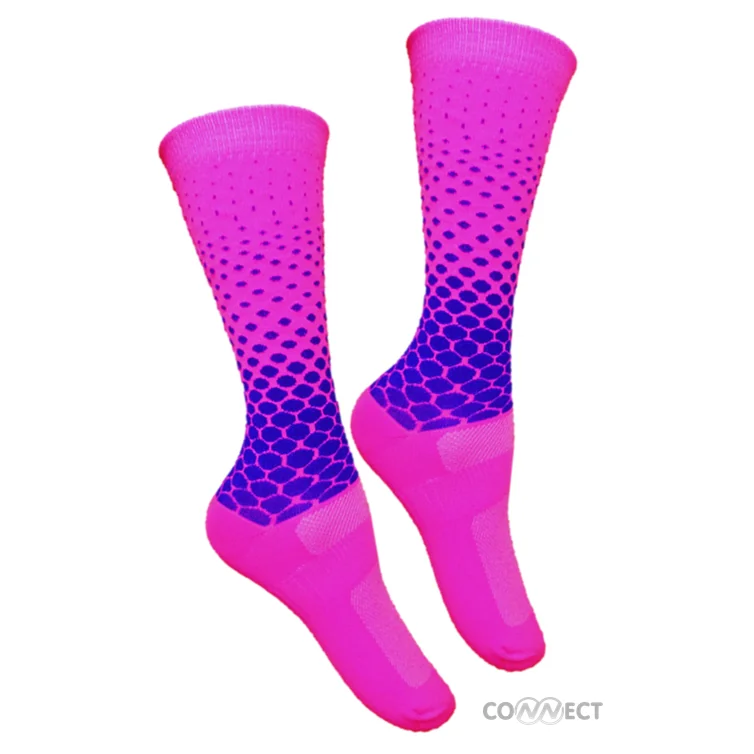 Meia Bolinhas Degradê Academia Corrida Ciclismo Cano Longo