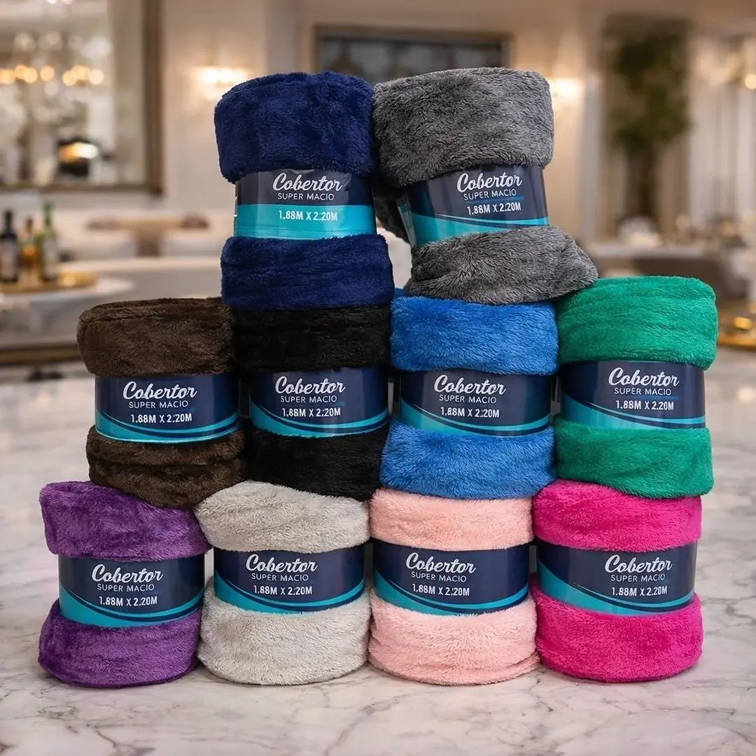 Kit 2 Cobertor Mantinha Microfibra Casal Manta Macia Diversas Cores Lisa Sortida Liso 700 G