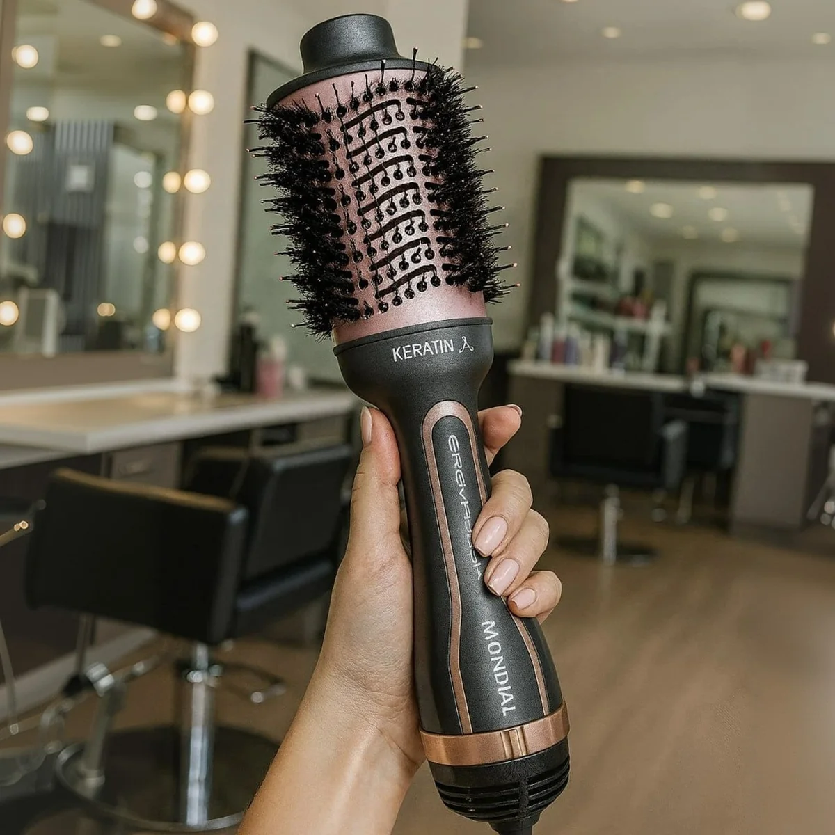 Escova Secadora Es-11-bi Mondial Keratin Grey Rose Rosa 127/220v