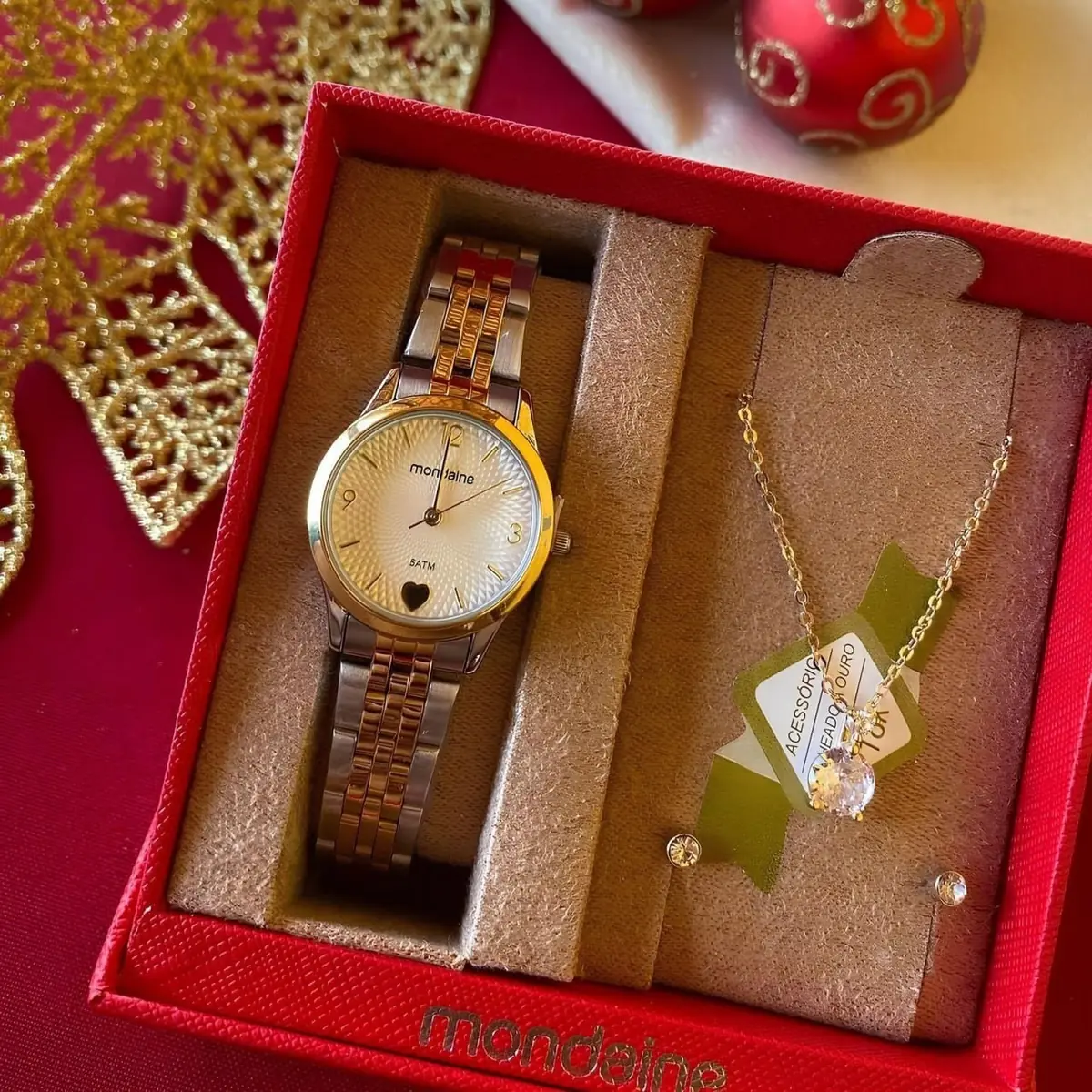 Kit Relógio Mondaine Bicolor Feminino 32795lpmkbe3k1