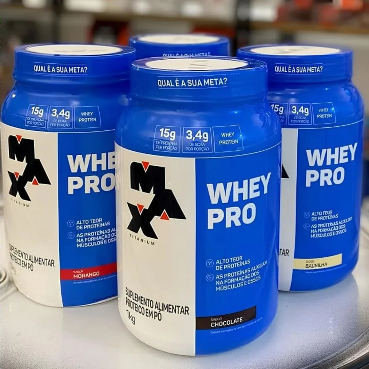 Whey Pro Baunilha Max Titanium Protein Pro Com Bcaa E Aminoácidos 1kg Sabor Baunilha
