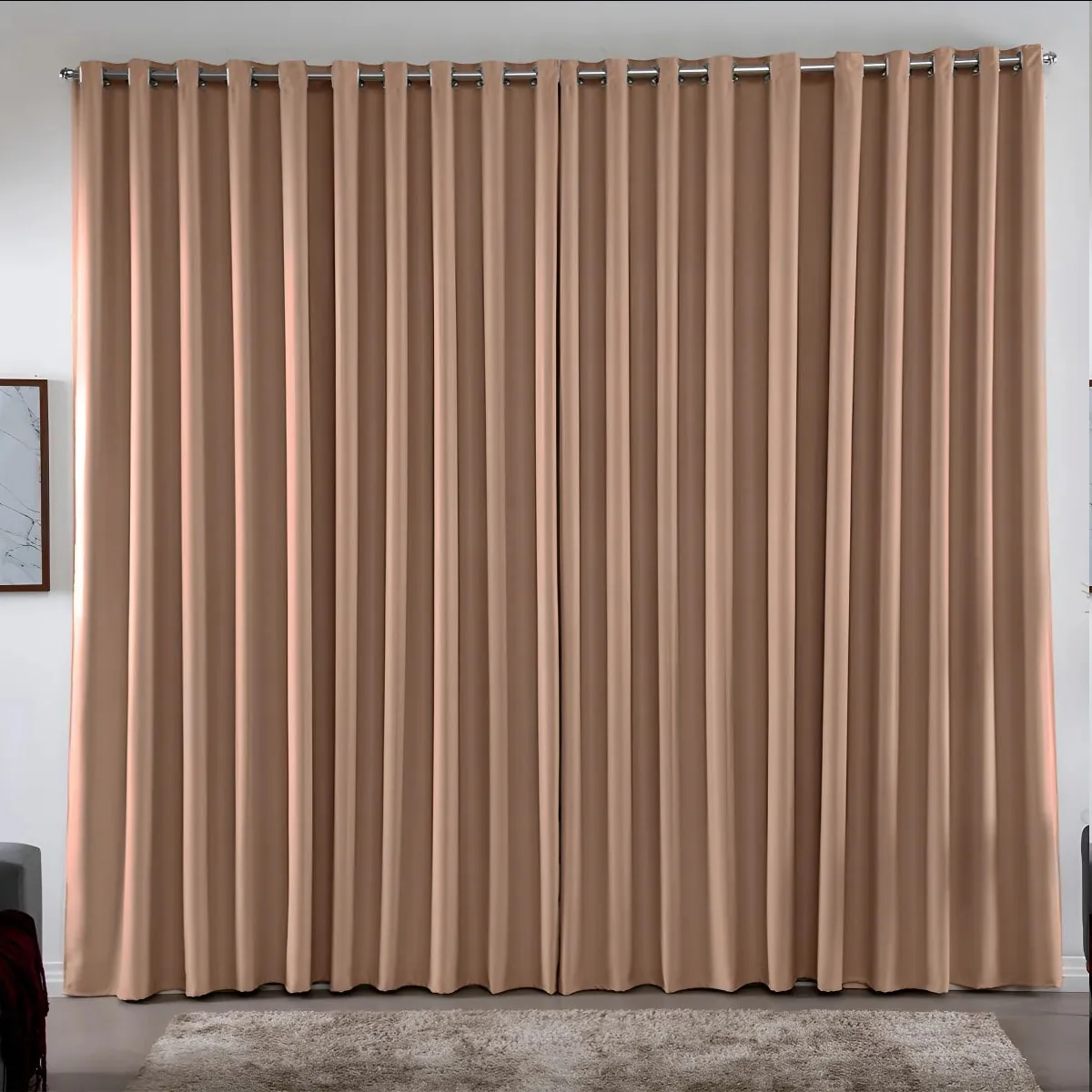 Cortina 3,00x2,80 Metros Blackout Blecaute Avelã Corta Luz Em Tecido Grosso Para Quarto E Sala Casa Laura Enxovais