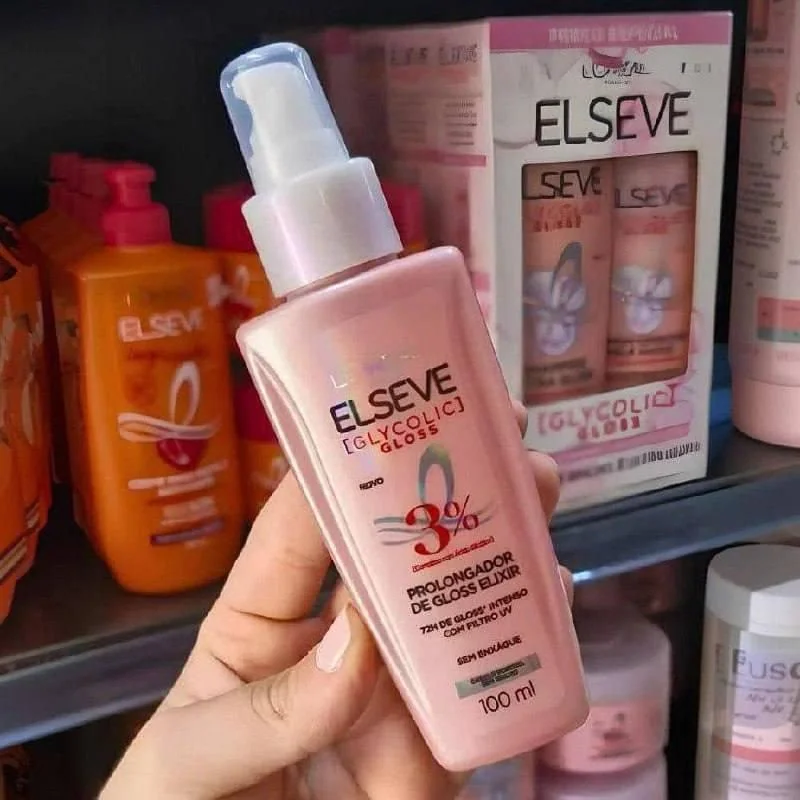 L'Oréal Paris Elseve Sérum Capilar Elixir Prolongador de Gloss Glycolic Gloss, 72 Horas de Duração, Sela Intensamente os Fios, Filtro UV e Proteção Térmica, 100ml