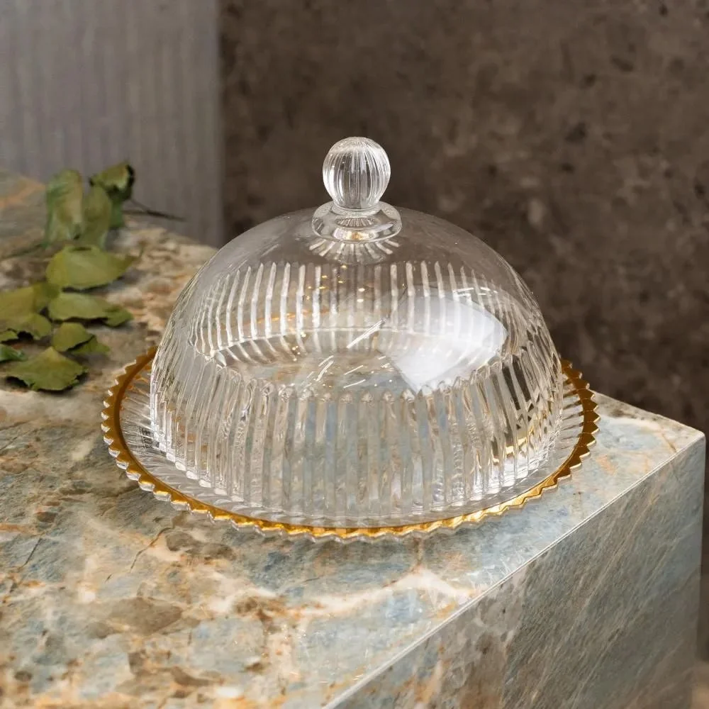 Queijeira Wolff Imperatriz De Cristal Fio De Ouro 20cm Incolor