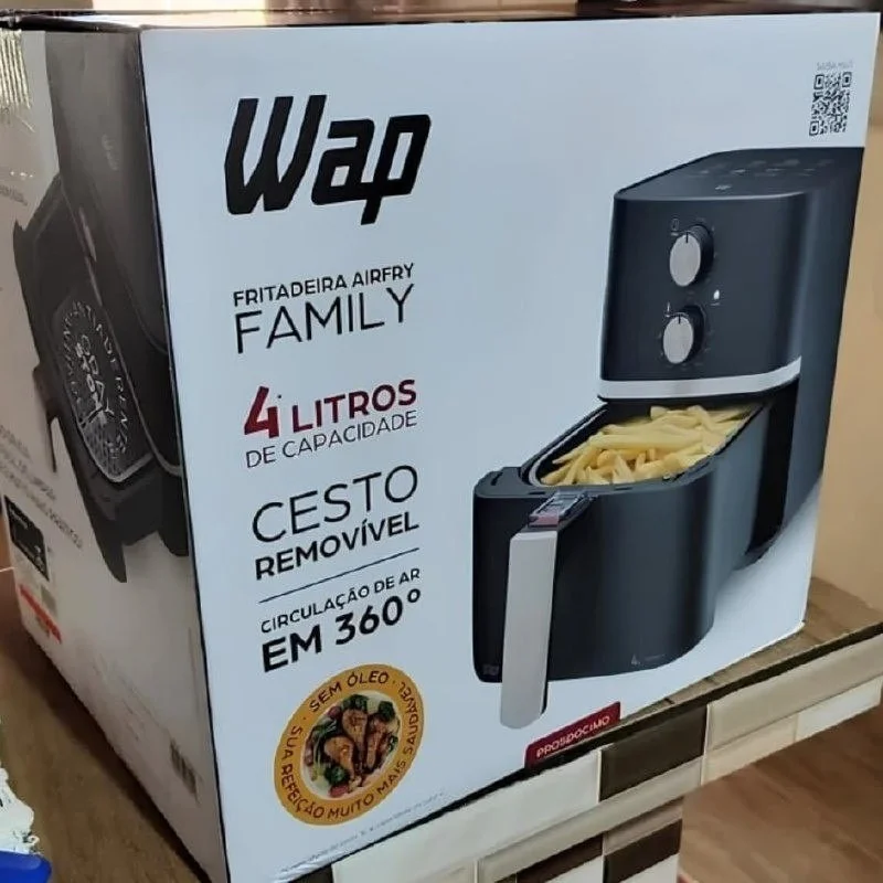Fritadeira Elétrica Wap Air Fryer Family 4l Antiaderente E Com Desligamento Automático 1500w Preto, Cinza E Champagne 127v