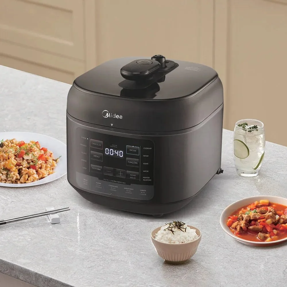 Panela De Pressão Elétrica 5l Nutripro Preta Midea Cor Preto 127v