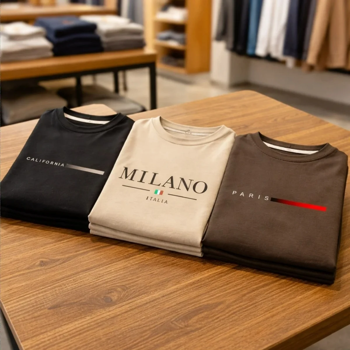 Kit 3 Camisetas Masculina 100% Algodão Premium Verão Casual Preto -marrom-branco M Estampa Localizada