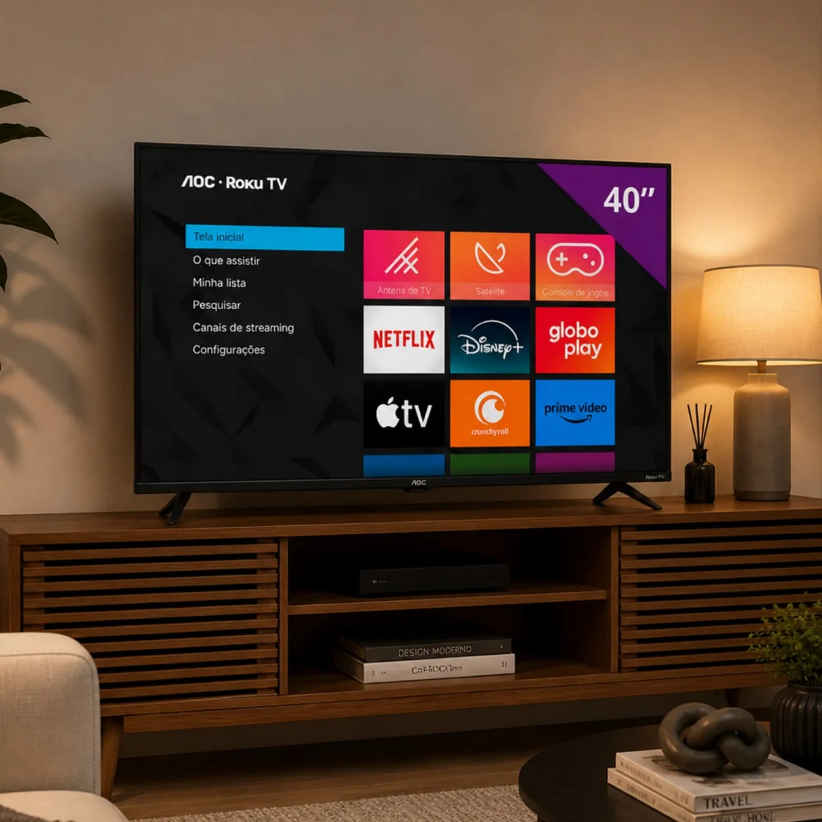 Smart TV LED AOC 40 Polegadas Full HD Roku 40S5045/78