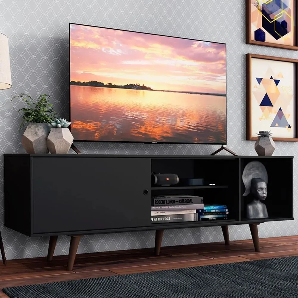 Rack Madesa Dubai Para Tv Até 65 Polegadas Com Pés Cor Preto/rustic 60248n5zpp