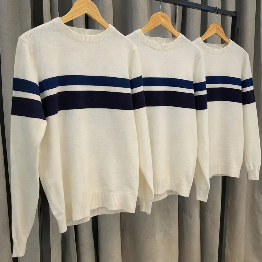 Suéter Masculino Comfort Tricot Listrado Diametro Branco