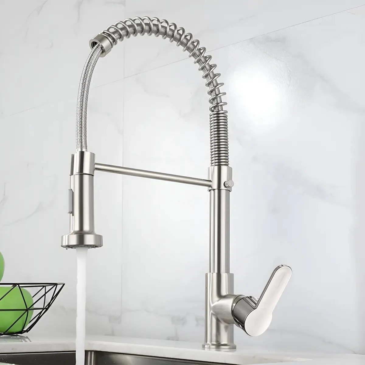 Torneira Cozinha Gourmet Bancada Flexível Monocomando Pia Prateado B22-silvery