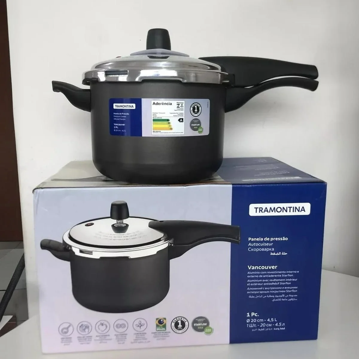 Panela Pressão 20cm Vancouver Tramontina Cor Preta Preto