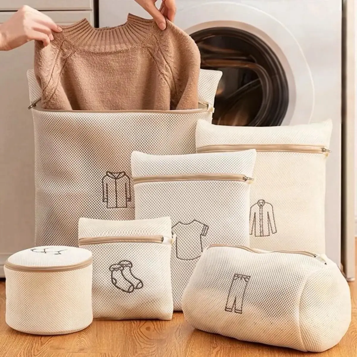 Kit 6 Sacos Protetores Maquina Lava Roupas Delicadas Íntimas Nude