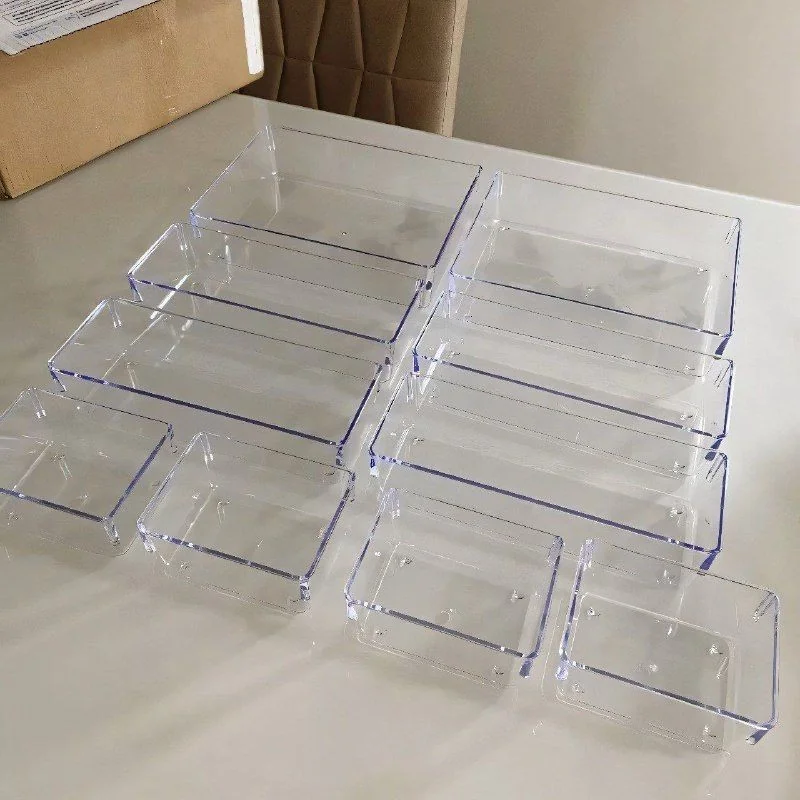 Kit 10 Organizador Multiuso Modular Gaveta Acrilico Rebirth Cor Cristal
