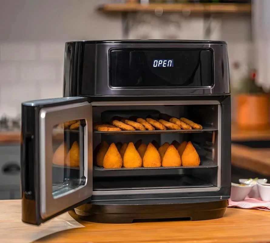 Fritadeira Elétrica Air Fryer Oven Black Inox Wap Waod2 12 Litros 4 Em 1 Porta Com Abertura Lateral E Removível 1800w Preto 127v