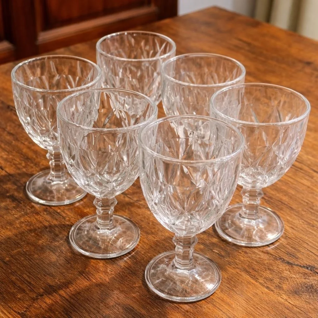 Jogo De Taças De Vidro Diamond Cristal 340ml 6 Peças