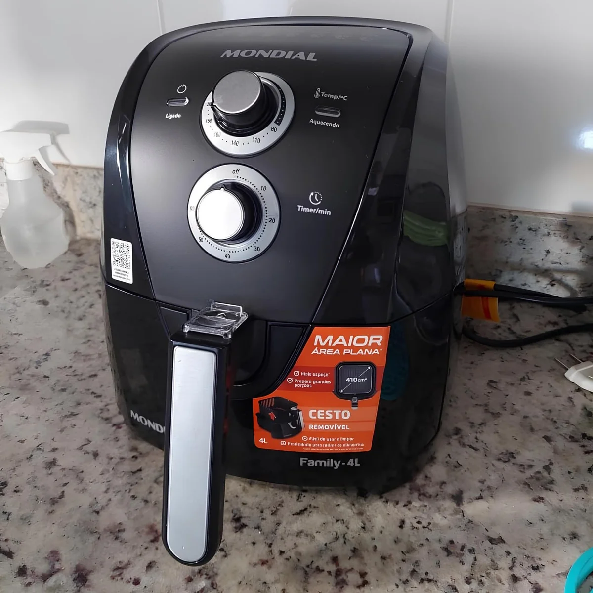 MONDIAL Fritadeira Sem Óleo Air Fryer 4L, Preto/Prata, 1500W, 110V - AFN-40-BFS