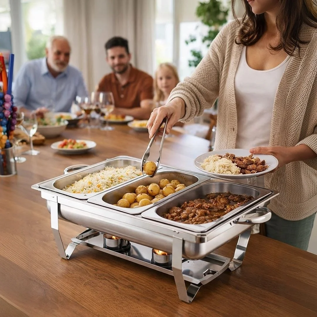 Jma Inox Kl065-03-1 Rechaud 9 Litros 1/3 Panelas Banho Maria 3 Cubas Buffet