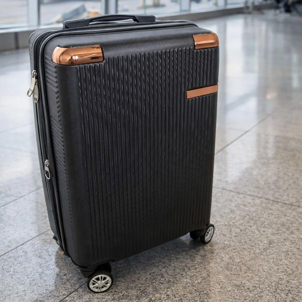 Mala De Viagem De Bordo 360o Pequena De Mão 10kg C/ Segredo Cor Preto Listras 2080