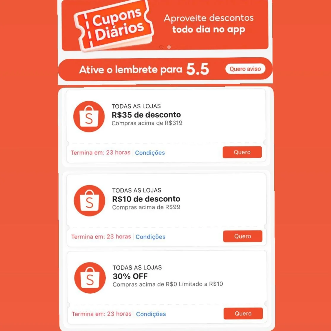Resgate os cupons aqui https://s.shopee.com.br/9UxrmeIOgn