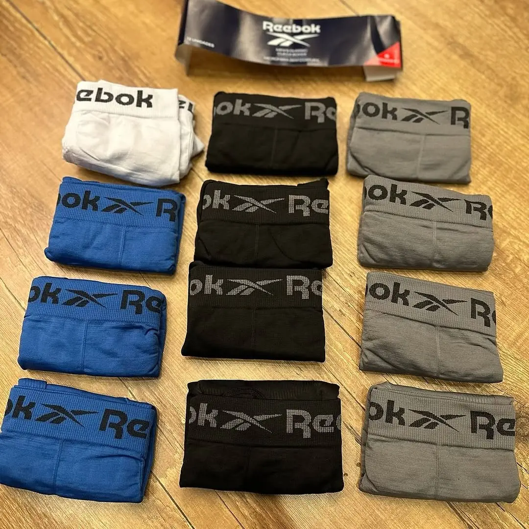 Kit 12 Cuecas Boxer Box Classic Microfibra Original Reebok Sortidas 02 M