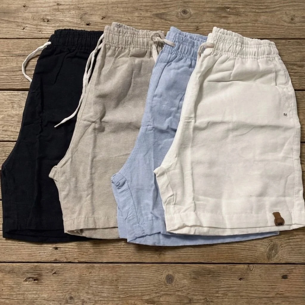 Kit 4 Bermuda Short Masculino Linho Cordão Curto Slim
