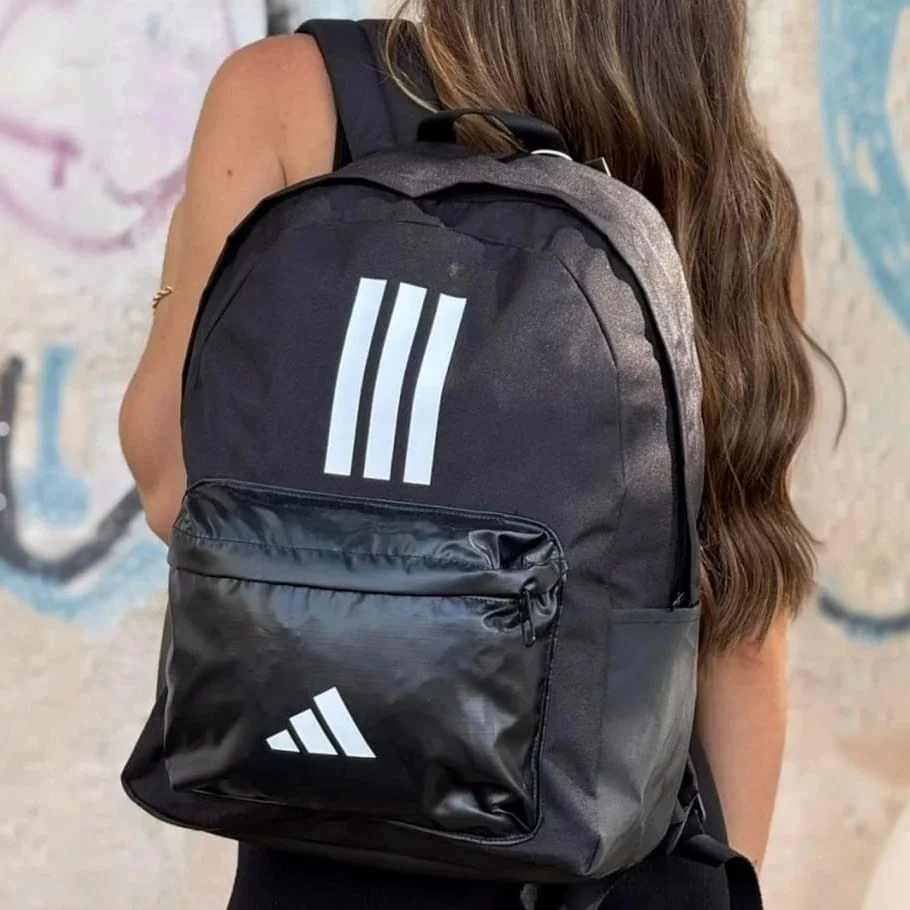 Mochila Clássica Treino 3 Listras adidas Preto Liso