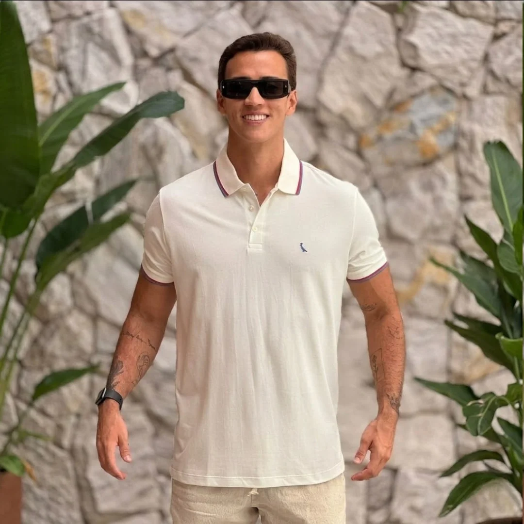 POLO RESERVA FRISO DUPLO, cor off white 🔝😎