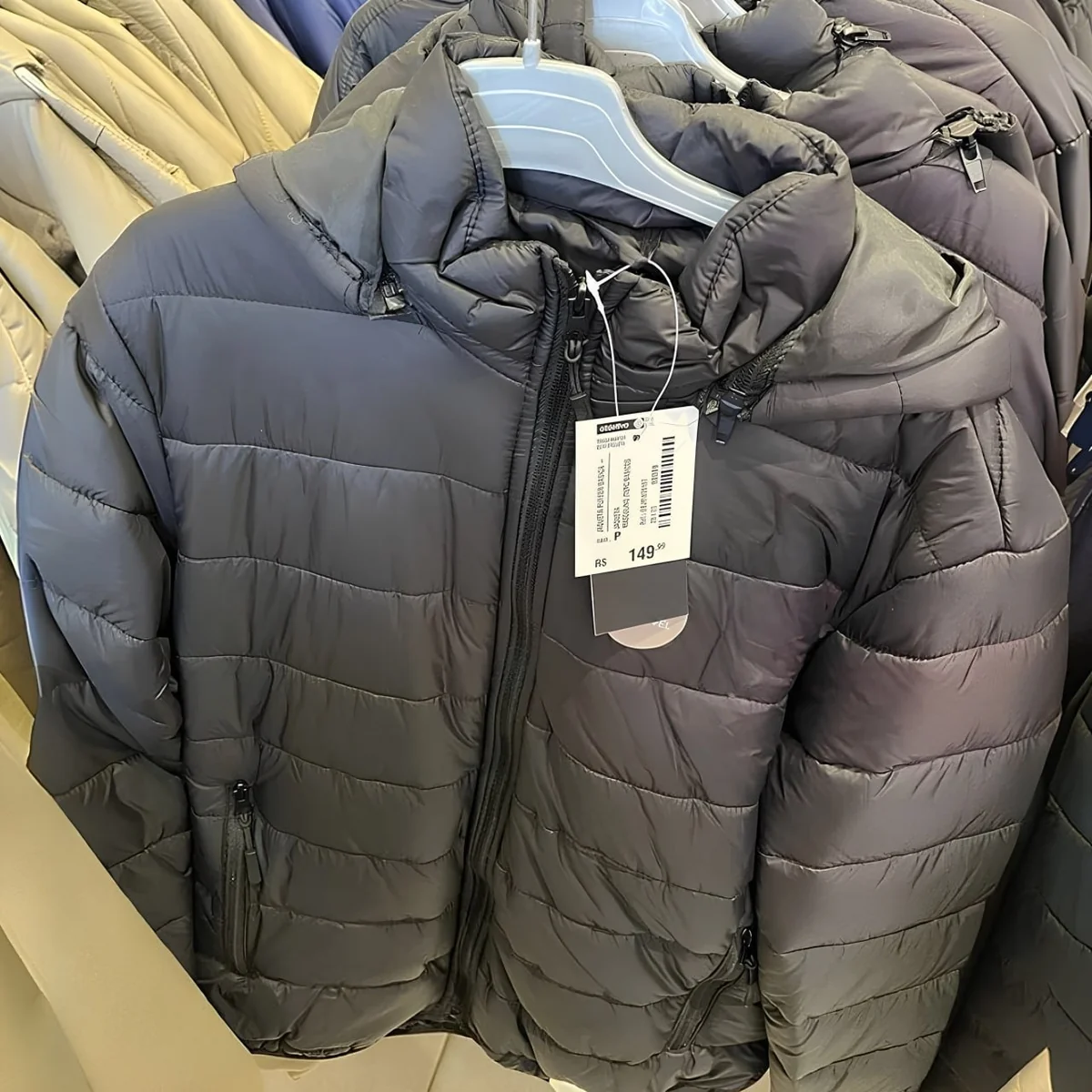 Jaqueta Puffer De Frio Intenso Impermeável Inverno Blusa Preto G