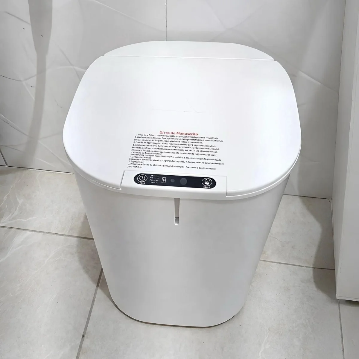 Lixeira Inteligente 16l Sensor Automático Tampa Touch Casa Branco