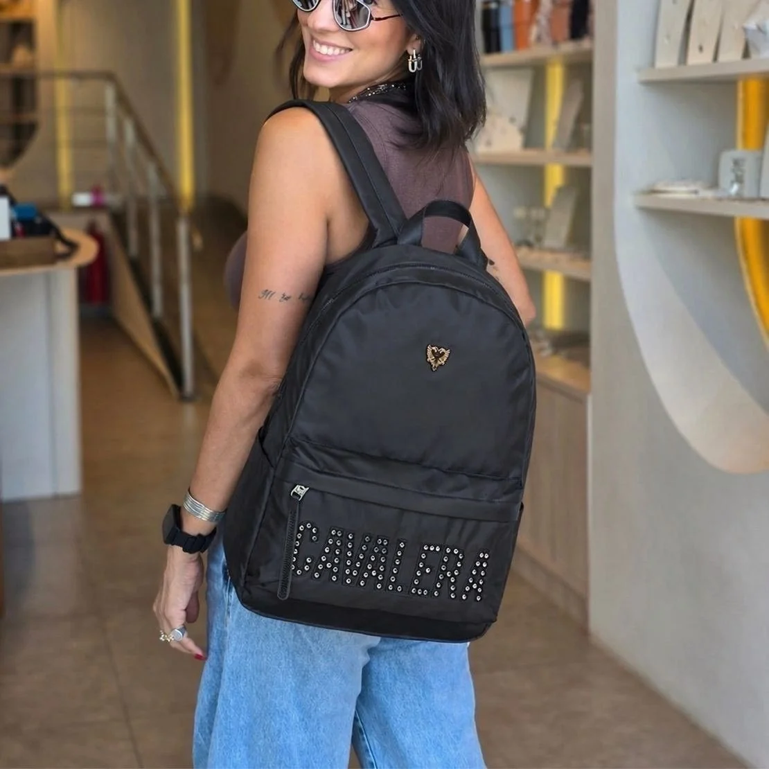 Mochila Cavalera Executiva Alças Acolchoada Resistente Preta Feminina Preto Liso