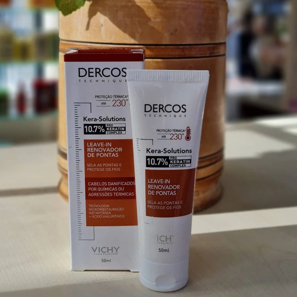 Leave-in Renovador De Pontas Para Cabelos Danificados, Antifrizz E Proteção Térmica, Dercos Kera Solutions, Vichy, 50ml