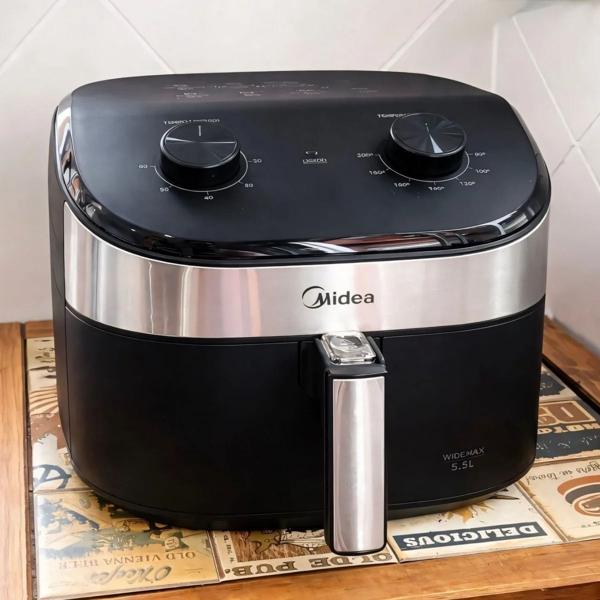 Fritadeira Air Fryer 4,5l Widemax Com Interior De Alumínio 1500w Midea Preto 127v